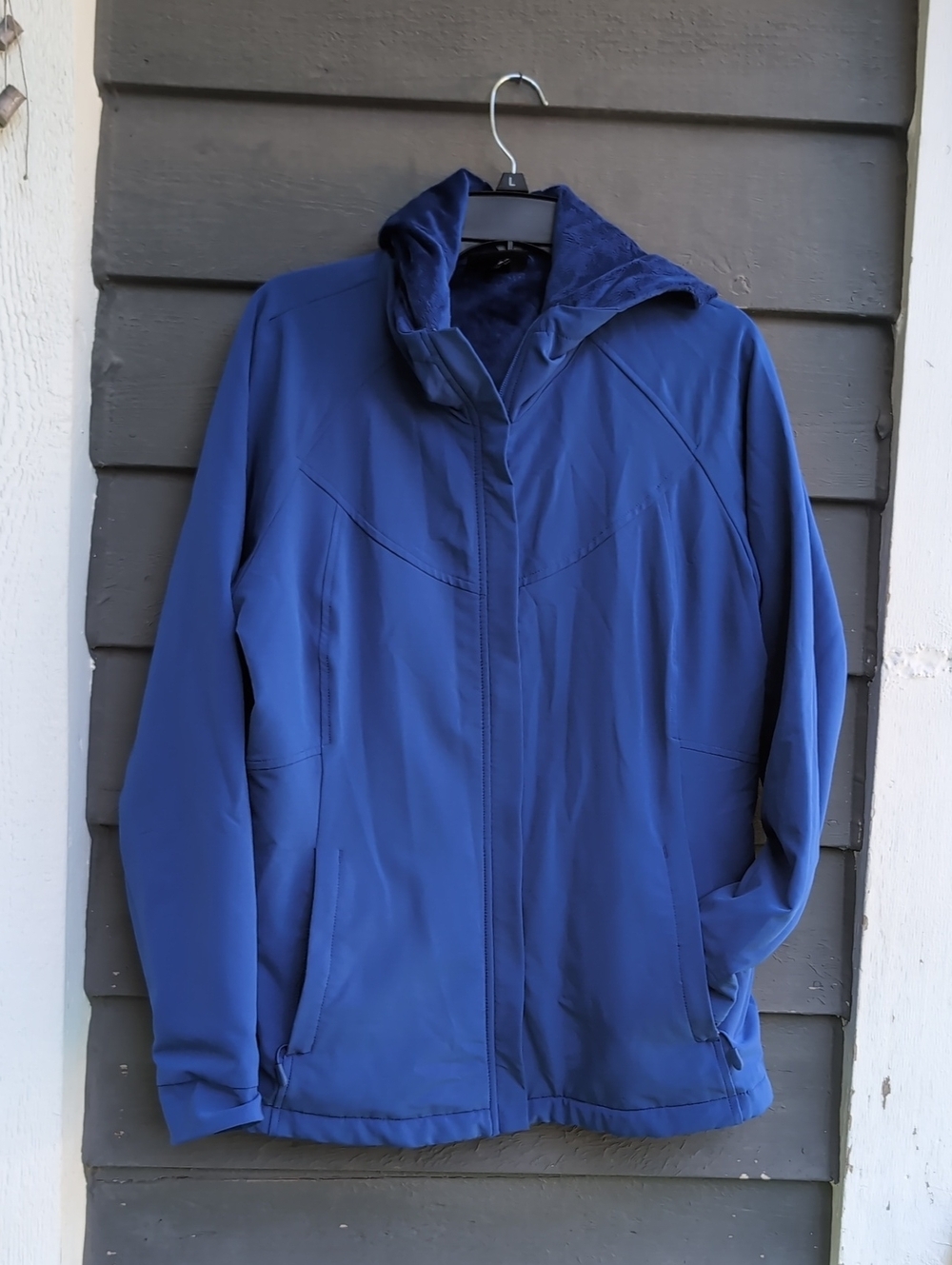 Women Blue Fleece-Lined Softshell Jacket Size Large